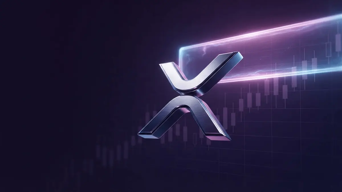 XRP-inspired token approaching a glowing resistance barrier on a technical crypto market grid
